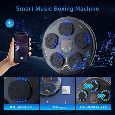 LED боксерський тренажер Wildfun з рукавичками, настінне кріплення, Bluetooth, 9 режимів швидкості, підрахунок ударів, для дорослих та дітей, спорт та зняття стресу