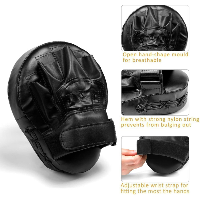 Боксерські рукавички-накладки Valleycomfy Pratzen для чоловіків. Захист рук для боксу, кікбоксингу, муай-тай, карате, тхеквондо. Білий (Чорний).