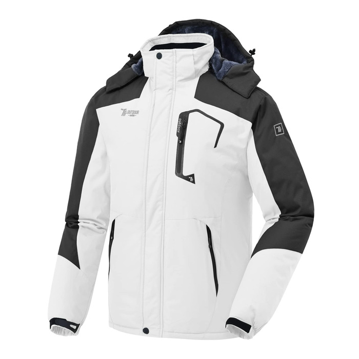Чоловіча зимова куртка donhobo Softshell: водонепроникна, вітрозахисна функціональна куртка з флісовою підкладкою та знімним капюшоном, біла (S)