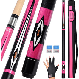 Pool-Queue Vonezone: Професійний кий для більярду з жорстким кейсом, 147.3 см, рожевий/помаранчевий/зелений