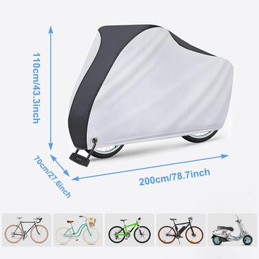 Захисний чохол для велосипеда MINVOO: водонепроникний, від сонця, пилу та вітру. Підходить для електровелосипедів. Срільно-чорний колір