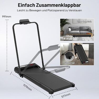 Електричний біговий тренажер LIKESPORTING з нахилом, складаний, до 12 км/год, 1400W, LCD-дисплей, чорний