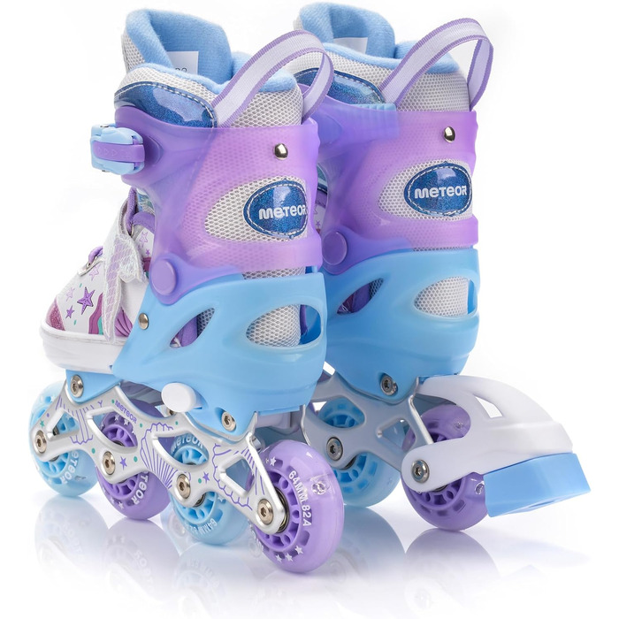 Дитячі ролики 4-в-1 Meteor Mermaid – регульовані, ABEC-7, PU-колеса, алюмінієвий фрейм, розміри XS-M