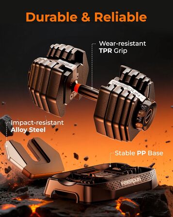 Набір гантелей FEIERDUN регульовані, 2.3 - 24 кг, 15 в 1, з антиковзними ручками та піддоном, для дому, фітнесу та силових тренувань, унісекс