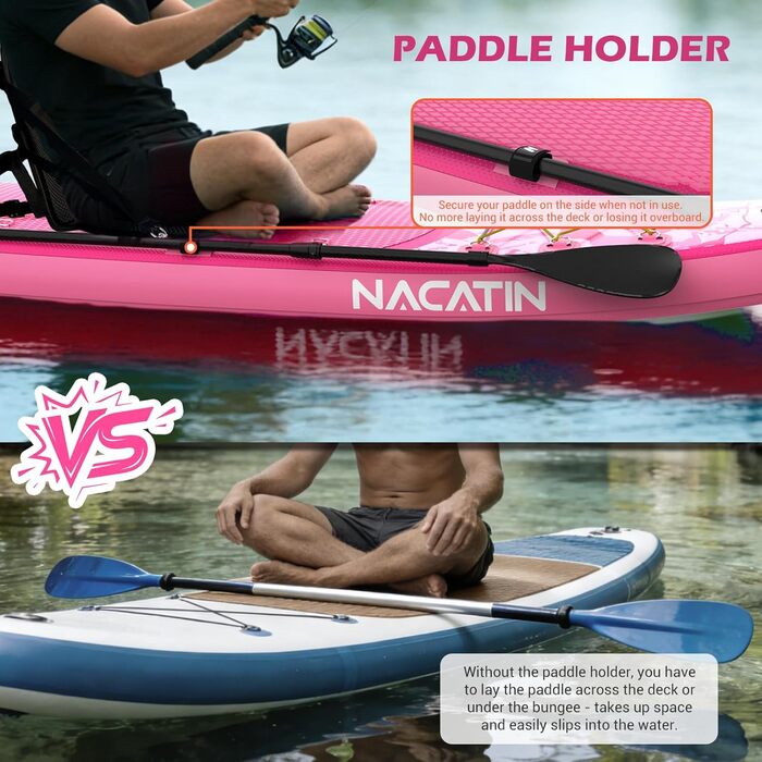 NACATIN SUP дошка для дорослих надувна 320 см (10'6") рожева + весло, насос, рюкзак, ремкомплект - для початківців та досвідчених
