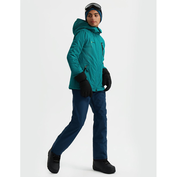 Жіноча лижна куртка GEMYSE: водонепроникна, з флісовою підкладкою, захист від вітру, з капюшоном для активного відпочинку та спорту, колір Acid Blue