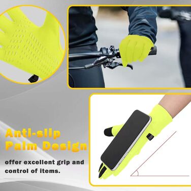 Рукавички для велоспорту з сенсорним екраном, чоловічі, зелені. Нековзкі, вітронепроникні, для велосипеда, бігу, їзди, лиж. Розмір M