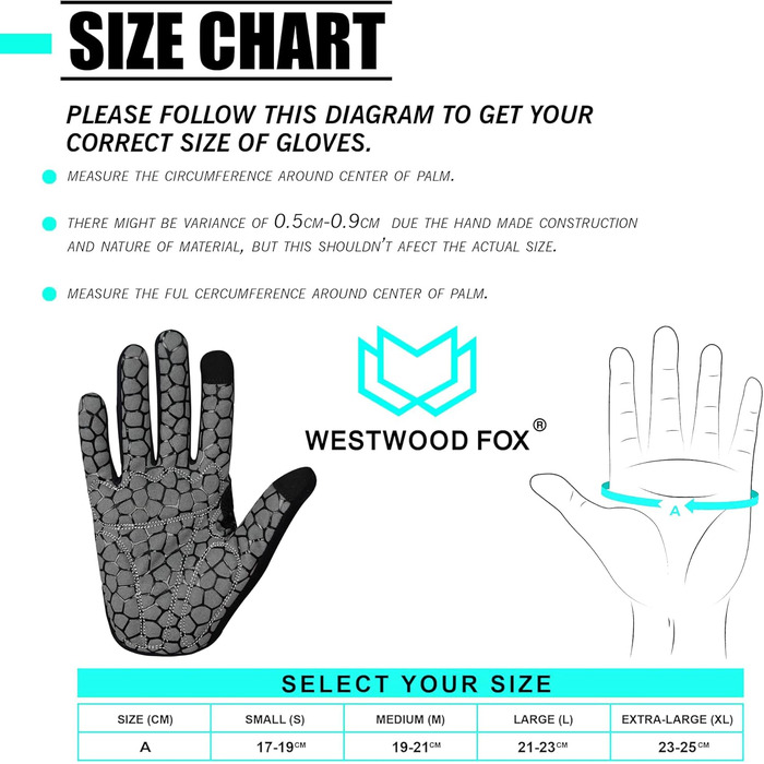 Велосипедні рукавички WESTWOOD FOX з посиленням, антиковзні, для сенсорного екрану, амортизуючі, для гірського велосипеда, шосе, перегонів, їзди та спорту, для чоловіків та жінок, розмір L, блакитний