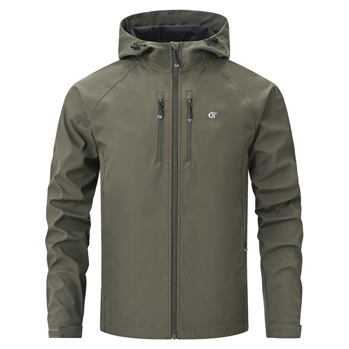 Чоловіча куртка Softshell Huayuzh водонепроникна та вітрозахисна, дихаюча outdoor куртка-вітровка для походів та кемпінгу, колір армійський зелений, розмір XXL