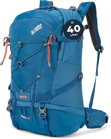 Туристичний рюкзак Wanderrucksack 40L Flex 40 Premium, синій, з вентиляцією спини, дощовиком, кріпленням для питної системи, поясним ременем, 3D Air Mesh, для трекінгу, походів, аутдор
