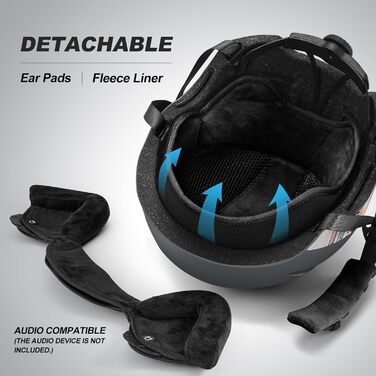 Шолом для сноуборду та лиж Odoland з маскою: захист UV 400, чорний + помаранчевий, розмір L (60-61 см)