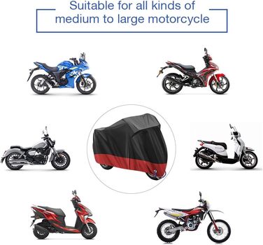 Водонепроникний чохол для мотоцикла 210D Oxford, захист від подряпин, для Harley-Davidson, Honda, Suzuki, Yamaha (червоний, 245 x 105 x 125 см)