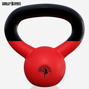 Kettlebell GORILLA SPORTS 2-32 кг, чавунний, вініловий, для фітнесу та силових тренувань