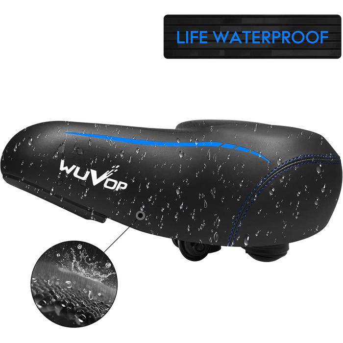 Широке велосипедне сідло Oversized для жінок та чоловіків. Комфортне, універсальне, водонепроникне сідло з світловідбивальною смугою. Підходить для Peloton, тренажерів, круїзерів, міських велосипедів. Чорний / білий (чорний / синій)