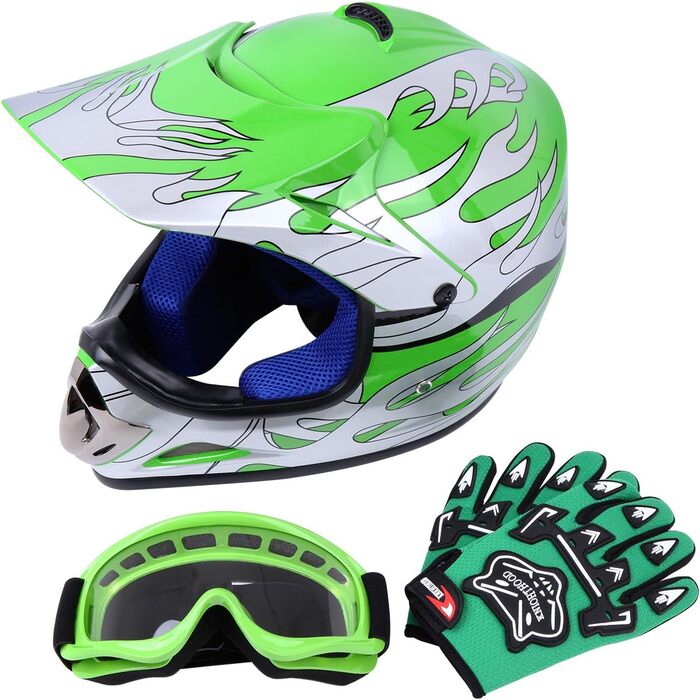 Шолом Samger DOT для дітей та молоді, Off Road, Motocross, Dirt Bike, ATV, мотоцикл, комплект з рукавичками та окулярами