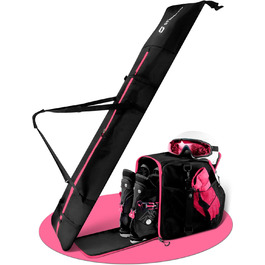 Набір STYNGARD для гірськолижного спорядження: сумка для лиж (120-160 см) та сумка для черевиків з відділенням для шолома (40 л), сітка для вентиляції, модель St. Moritz, чорно-рожевий