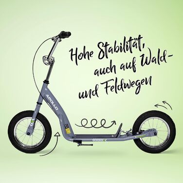 Дитячий та підлітковий самокат Apollo Retro Scooter Paradise з великими пневматичними колесами 12,5 дюймів, широкою платформою для міста