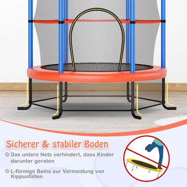 Трамплін GOPLUS для дому з сіткою безпеки, дахом, сталевою конструкцією, Ø165 см, до 135 кг, блакитний