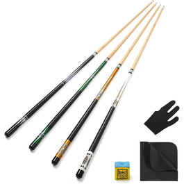 Більярдний кий Pool Queue 58 дюймів, тверде дерево, наконечник 13 мм, для професійних гравців, 1/2 кий, набір 4 шт.