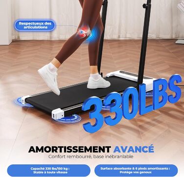 GTPLAYER Ходунка для дому, біговий килимок складаний з LED-дисплеєм та пультом, регульовані підлокітники, двигун 2.5 PS, фітнес, тренування, домашній фітнес, зелений (білий)