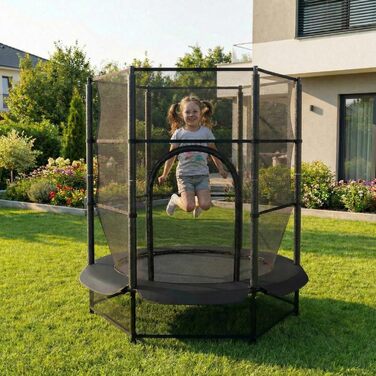 Батут для дітей LIFERUN Ø140 см з сіткою безпеки, для саду та дому, до 50 кг, чорний