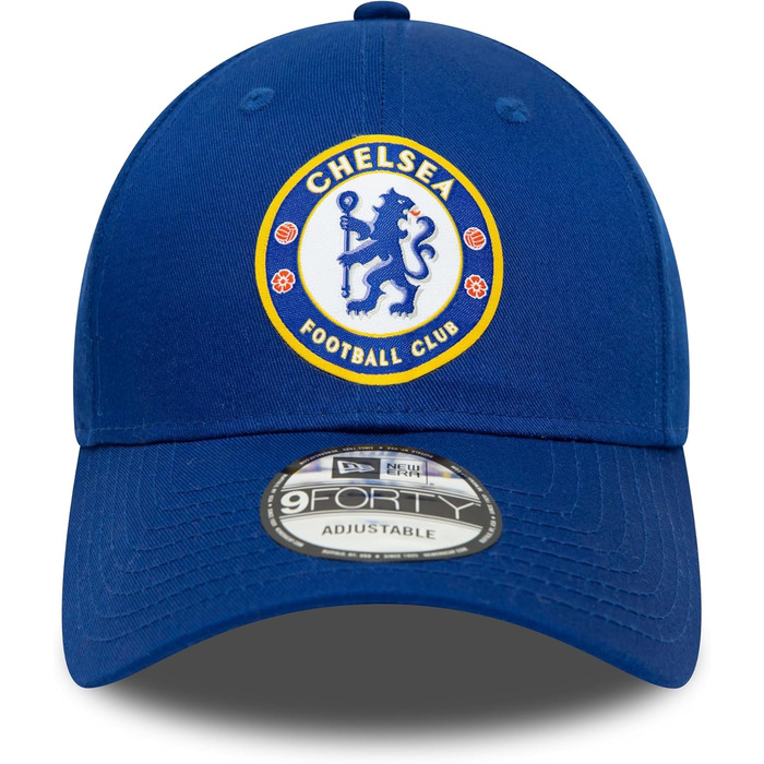 Кепка New Era 9Forty з регульованим розміром, кепка-бейсболка з вигнутим козирком, логотип команди, серія A, Прем'єр-ліга, універсальний розмір, Chelsea FC, блакитна