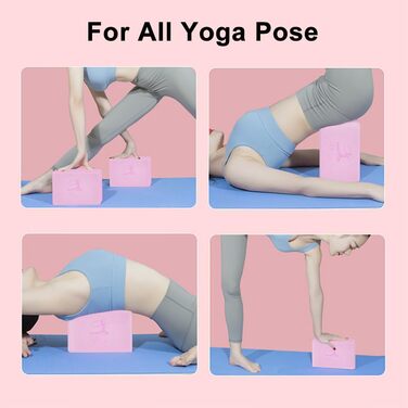 Набір для йоги: 2 блоки EVA + 2 ремені для йоги (рожеві), 22.9х11.4х9.5 см, щільний пінопласт, без латексу, для пілатесу та стречингу