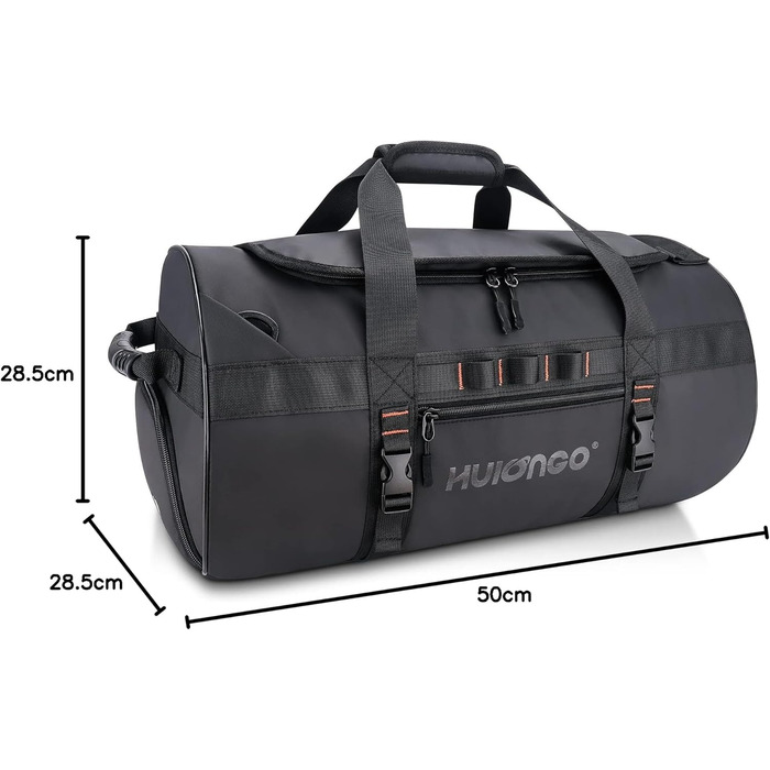 Спортивна сумка Hulongo 30 л для чоловіків та жінок, дорожня сумка для подорожей, тренувань, з відділенням для взуття, 3-в-1 плечовий ремінь, чорна