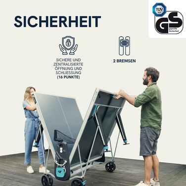 Стіл для тенісу Cornilleau 400X: складаний, вуличний, стійкий до погодних умов, блакитний/сірий, з меламіновою плитою 5 мм