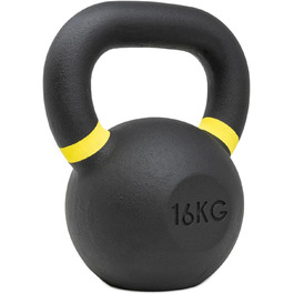 Гиря чавунна Strength Shop 16 кг з ергономічною ручкою, кольоровим маркуванням ваги та чорним порошковим покриттям, для функціонального тренування всього тіла