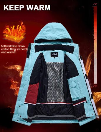 Жіночий гірськолижний костюм (2 частини) від ALSOGO: тепла водонепроникна куртка та штани для сноубордингу та катання на лижах, чорний