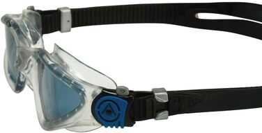Окуляри для плавання Aquasphere Kayenne – триатлонні, для відкритих вод, з UV-захистом, силіконовим ущільнювачем, 180° огляду, протизапітніння, для чоловіків та жінок, сріблясті та блакитні - темні лінзи