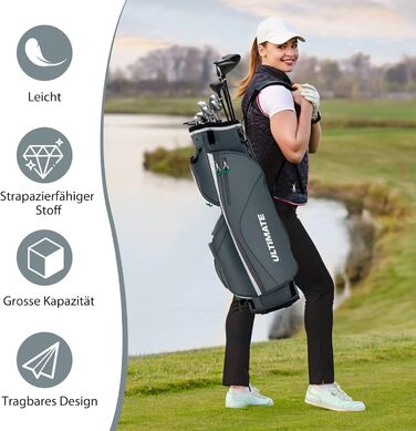 Сумка для гольфу FANTASK 14 відділень, сіра (25 x 17 x 91 см)