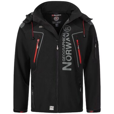 Чоловіча куртка Softshell Geographical Norway Outdoor — водовідштовхуюча функціональна куртка та шапка Beanie urbandreamz, чорна, розмір XXL