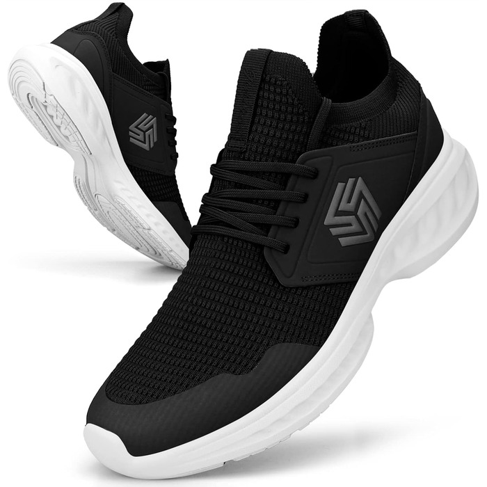 Кросівки чоловічі для бігу та занять спортом. Легкі, дихаючі, чорно-білі (44 EU)