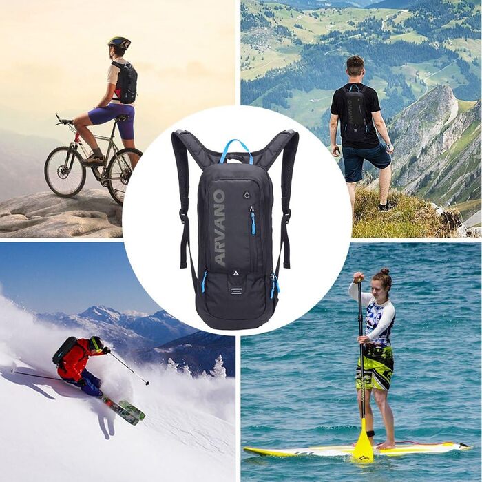 Велосипедний рюкзак Arvano 6 л, водонепроникний, для MTB, спорту, походів, кемпінгу, бігу, унісекс, чорний