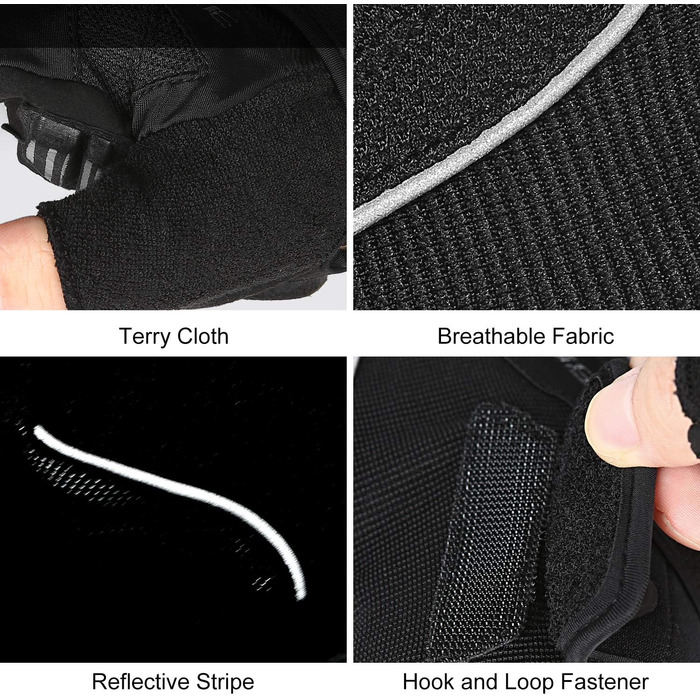 Велосипедні рукавички Inbike Habfinger з вентиляцією, антиковзаючі, амортизуючі, для гірського велосипеда, чоловічі/жіночі, літні, для велоспорту, MTB (Чорний, M)