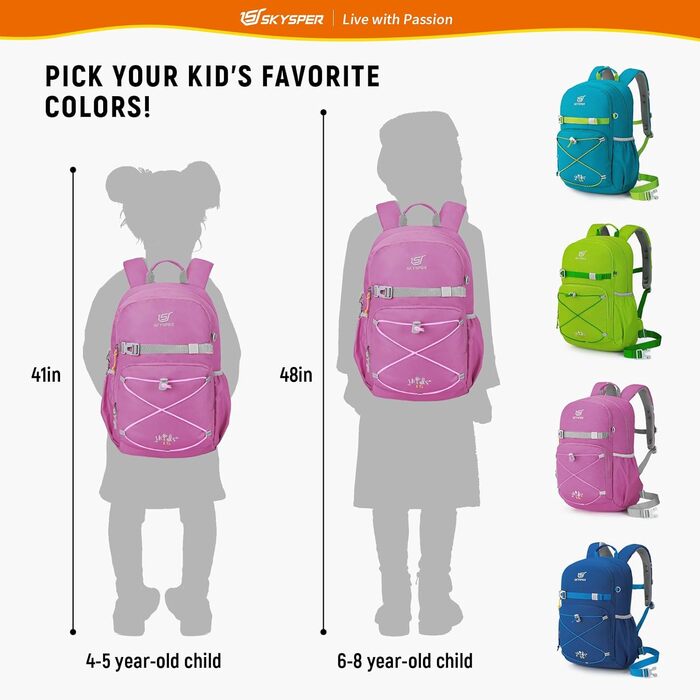 Дитячий рюкзак SKYSPER 15L: зручний туристичний рюкзак для хлопчиків та дівчаток, Outdoor, фіолетовий