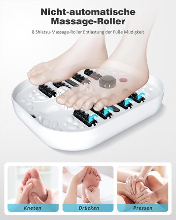 Ванночка для ніг з масажем та підігрівом – складана ванночка для ніг з бульбашками та пемзою, масажер для ніг з водою та 8 роликів – ідеальний подарунок (Чорний)