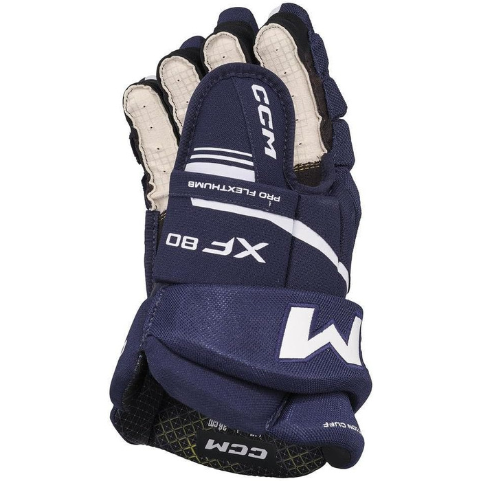 CCM Tacks XF80 Junior Хокейні рукавички для дітей, розмір 12 дюймів, темно-синій/білий