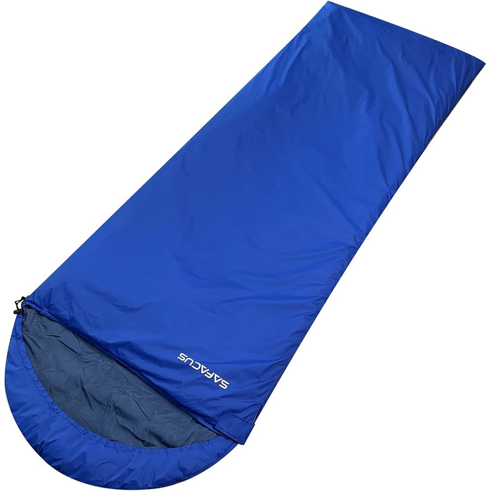 Спальний мішок для кемпінгу – 3 сезони, теплий та холодний клімат, легкий, простий у використанні, з компресійним мішком для дорослих та дітей, для подорожей на природі (Темно-синій)