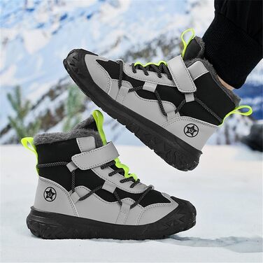 Водонепроникні зимові черевики для дітей: зимові чоботи для дівчаток та хлопчиків, утеплені, для активного відпочинку, неслизькі, сірі (28 EU)