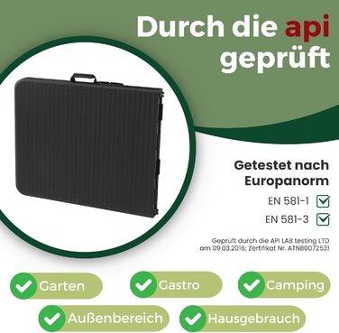 Стіл Albatros Buffettisch Чорний/Роттан – 182x75 см, розкладний, міцний, для 10 осіб, з ручкою для перенесення, для пивного фестивалю