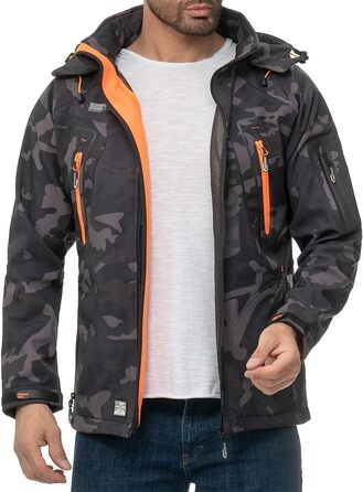 Чоловіча куртка Geographica Norway Softshell, чорно-помаранчевий камуфляж, для активного відпочинку та походів