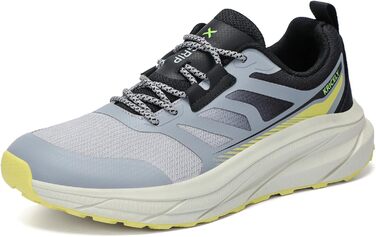 Кріцелі: Кросівки для бігу та трекінгу, сірі, 47 EU. Зручні спортивні кросівки для чоловіків, широка передня частина, підходять для бігу по вулицях та трейлу