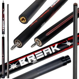 Білльярдний кий Collapsar Power-Break з карбоновим композитом, 3 секції, 12.9 мм, 590 г (чорний мат з червоним)