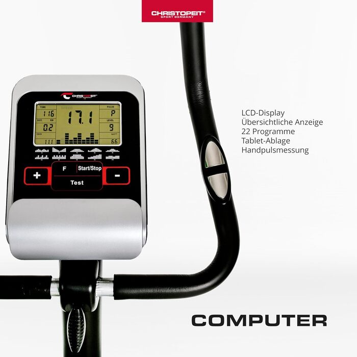 Велотренажер Christopeit Sport BT, 24 рівні, магнітний, до 120 кг, LCD-дисплей
