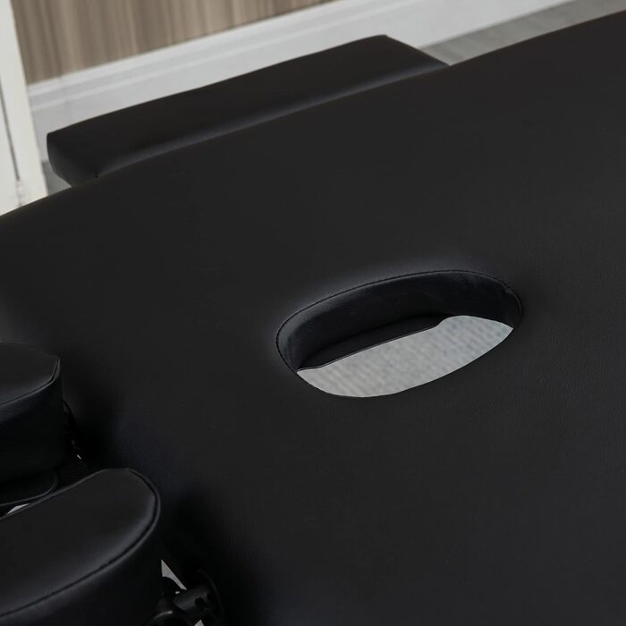 Масажне ліжко HOMCOM з 7 зонами, регульована висота, для салонів та SPA, чорна екошкіра, до 130 кг