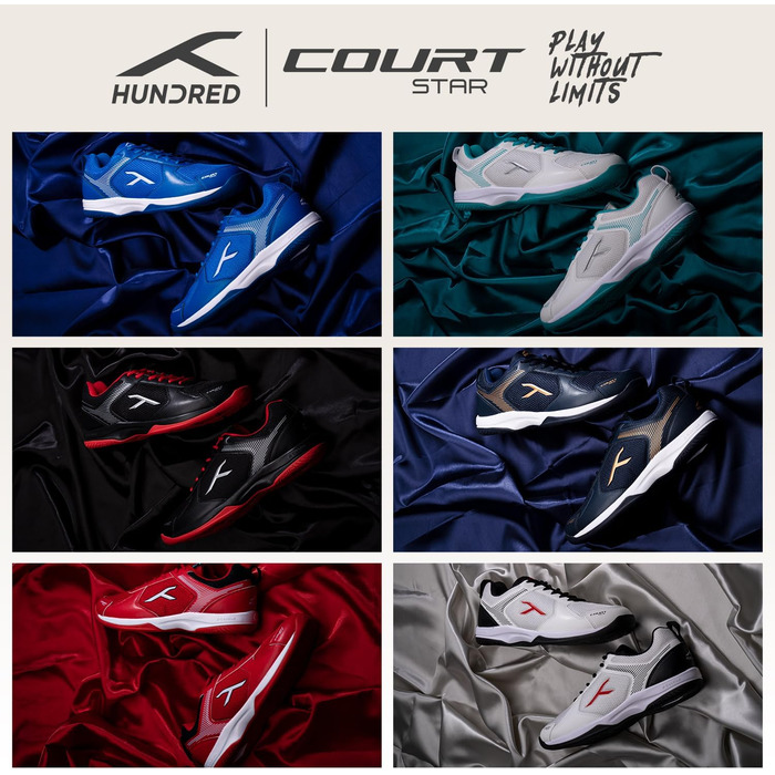 Професійне бадмінтонне взуття Hundred Court Star для чоловіків, чорно-червоне, 44 EU, не залишає слідів