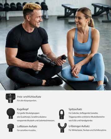 Масажер для тіла з охолодженням та підігрівом, тихий масаж глибоких м'язів проти болю в шиї та спині, LCD дисплей, ергономічний ручний масажер для дому та фітнесу, з сумкою